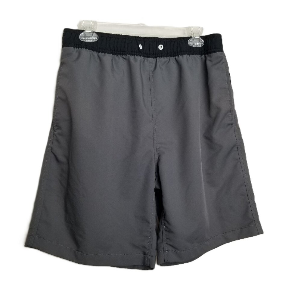 Speedo Swim Shorts L Black Gray Quick Dry Mesh Lined Performance Pool